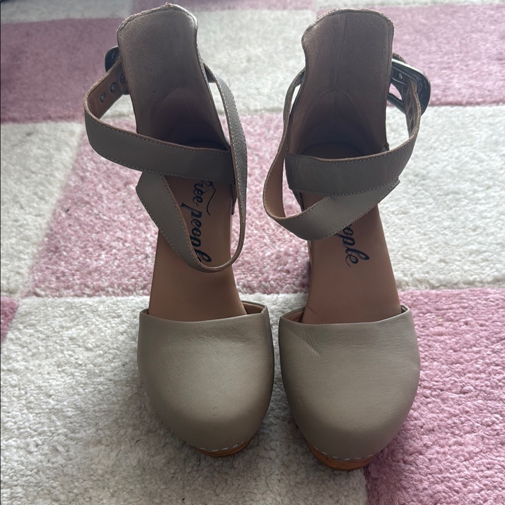 Free People Tan Mules with Closed Toe Design